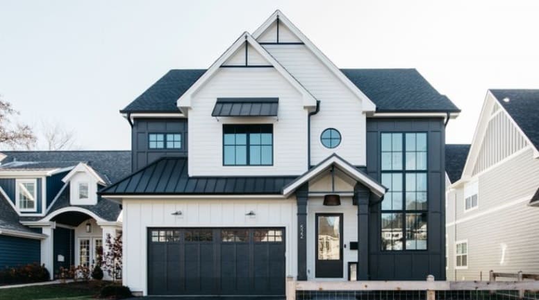 black and white painted houses